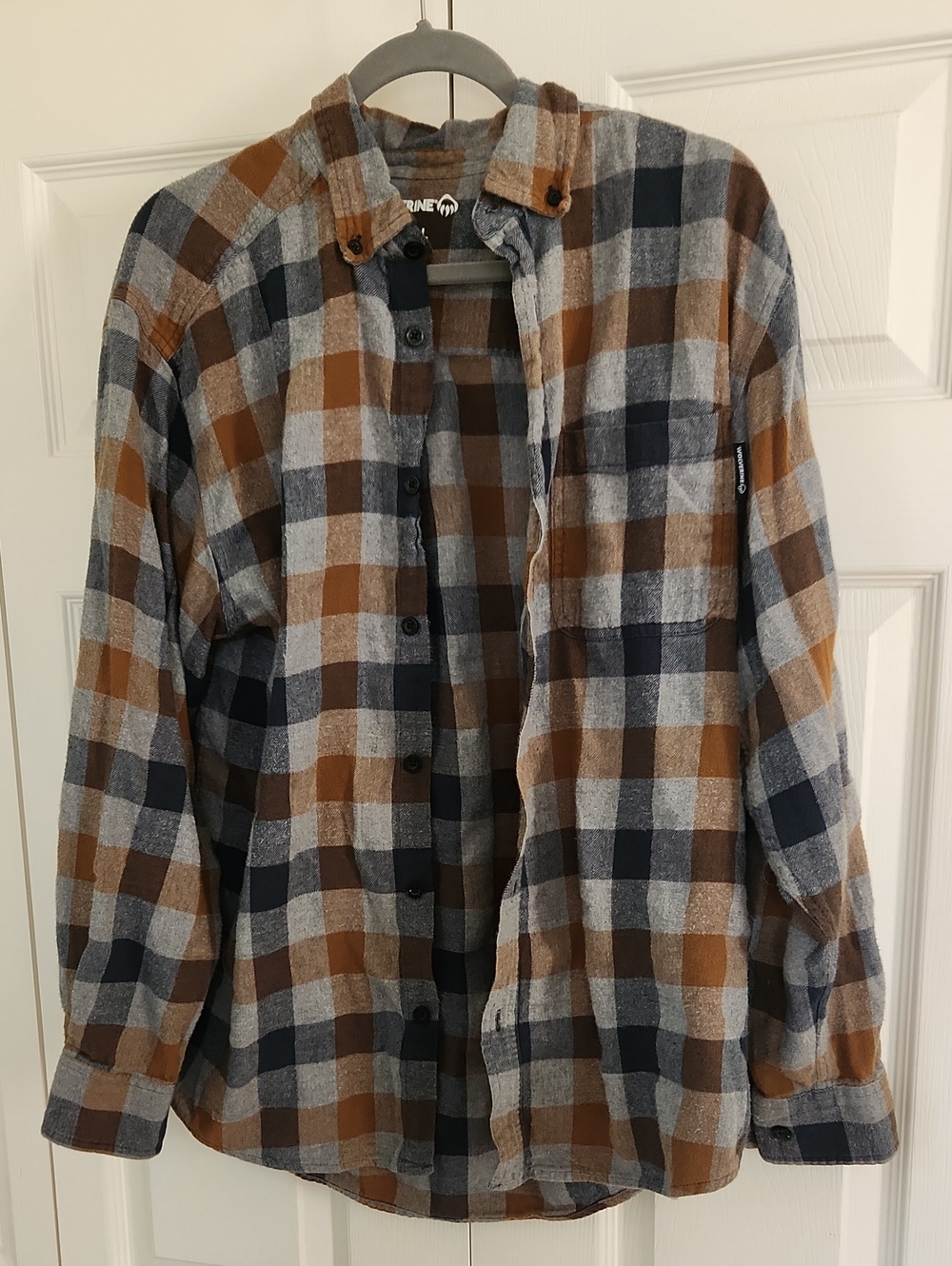 Wolverine Plaid Button-Down Shirt - Brown Gray Blue
